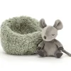 Jellycat knuffels Jellycat Hibernating Cuddly Mouse 12 Cm* Woodland Soft Toys