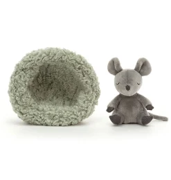 Jellycat knuffels Jellycat Hibernating Cuddly Mouse 12 Cm* Woodland Soft Toys