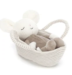 Jellycat knuffels Jellycat Rock A Bye Mouse With Carrier* Mice & Rat Cuddly Toys