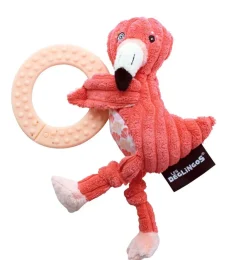 Les Déglingos Les Deglingos Flamingo Cuddly Toy With Teether 20 Cm* Birds Soft Toys