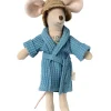 Maileg Bathrobe Father Mouse Dusty Blue* Doll House & Mouse House
