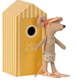 Maileg Beach Mouse Big Sister With Beach Booth* Doll House & Mouse House