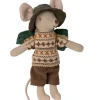 Maileg Big Brother Hiker Mouse With Sleeping Bag* Doll House & Mouse House