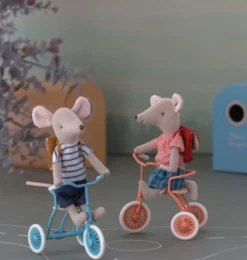 Maileg Big Sister Tricycle Mouse With Red Bag* Maileg Big Brother Mice, Clothing And Accessories