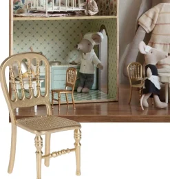 Maileg Chair Mouse Gold* Doll Furniture And Accessories