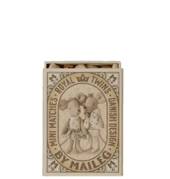 Maileg Little Sister And Little Brother Royal Twins In Matchbox* Doll House & Mouse House