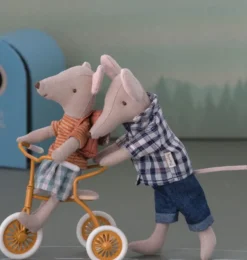 Maileg Tricycle Bike With Shelter For The Mice / Color Ocher Yellow* Doll Furniture And Accessories