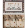 Maileg Triplets Baby Mice In A Matchbox* Doll House & Mouse House