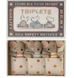 Maileg Triplets Baby Mice In A Matchbox* Doll House & Mouse House
