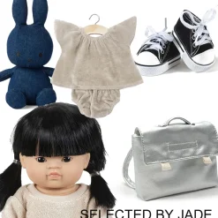 Minikane School Bag For The Gordi Dolls / Silver Artificial Leather* Doll Furniture And Accessories